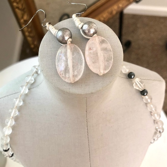 Vintage Glass Bead Necklace & Rose Quartz Earrings - Picture 9 of 9